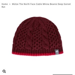The North Face Minna Beanie Burgandy/Pink Hat Cable Knit O/S EUC